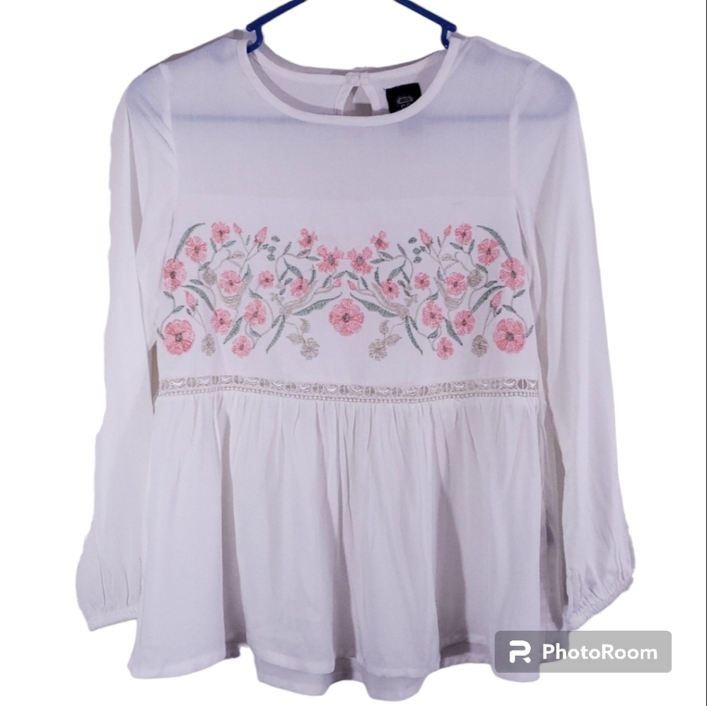 Girls Large white embroidered Route 66 blouse